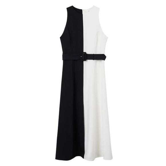 Mango Monochrome Dress White Black New - Picture 6 of 10